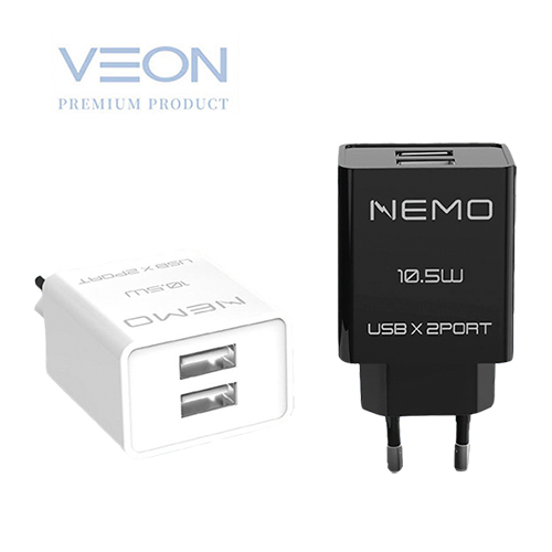 베온 네모 USB 2포트 가정용 충전기 2.1A (C타입 1.2M 케이블