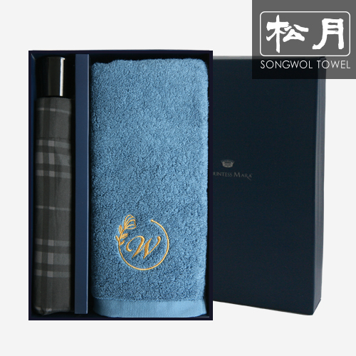 송월 SW 3단 모던체크 우산1p+울리70 타올 170