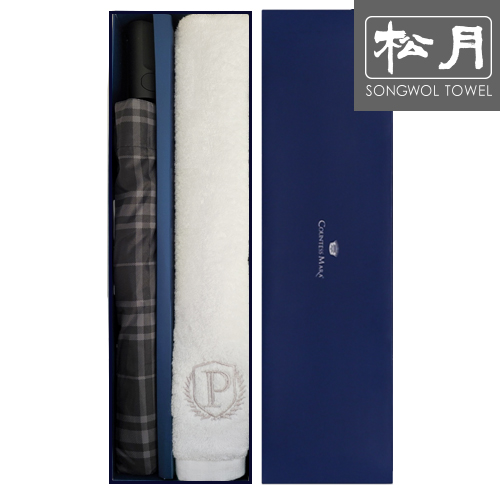 송월 SW 2단 뉴모던체크 우산1p+프레스티지항균무지 150g 타올 1p