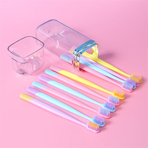 샤벳파스텔 프리미엄 칫솔 10P 세트 in 클리어컵 케이스