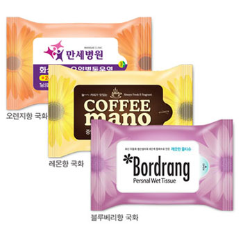 국화 3종 랜덤 (유광)물향기 물티슈( 5매~20매)