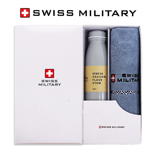 스위스밀리터리 160g 면사타올+스테이24 텀블러 (450ml) 세트