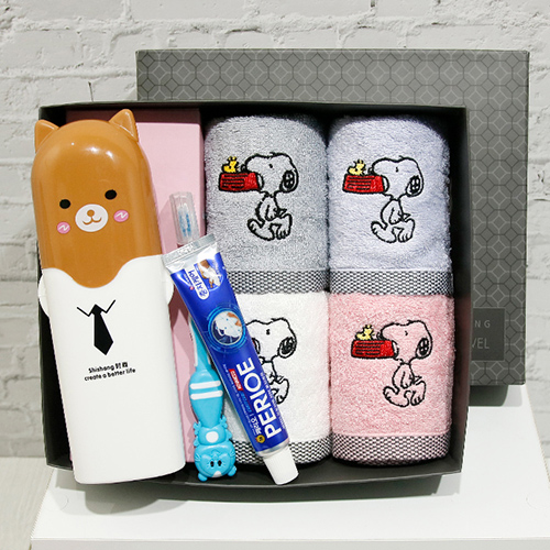 어린이 신학기세트 (블럭블랙 핸드타올4P+어린이 양치셋트1)+쇼핑백