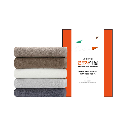 송월타올 근로자의 날 기념선물 뉴컬러무지 150g 타올 2매세트 (쇼핑백