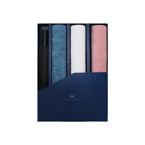 송월 타올우산 선물세트(180g 코마40수타올 3P+2단완벽무지우산 1P