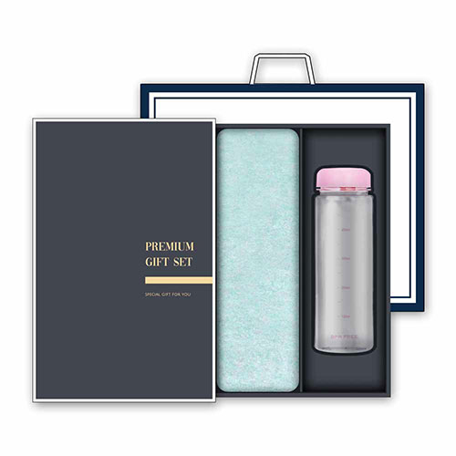 송월 프리미엄 선물세트 라이트무지40 1매 + 마이보틀 500ml 1개
