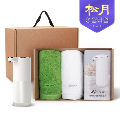 송월타올 디스펜서 기프트세트 03 (컬러풀 타올 170g * 2P + 웰