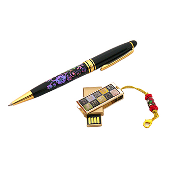 USB고급자개볼펜2종세트(사군자수복문)-(8G~32G)