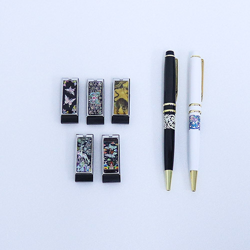 나빌레라 자개USB 금장볼펜2종세트 블랙에디션(신수문양
