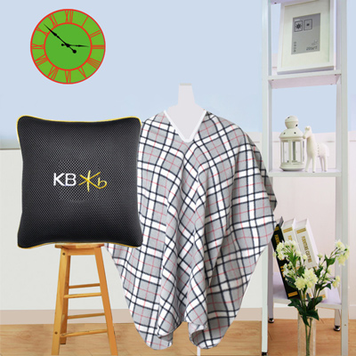 메쉬골드 쿠션 + 판초 담요 (최고급폴라 or 항공폴라)