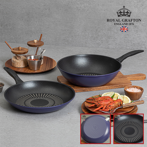 로얄그래프톤 퍼플 논스틱 불소수지코팅 후라이팬28cm + 궁중팬28cm 