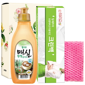 친환경 참그린매실300용기 크린백 망사수세미 3종