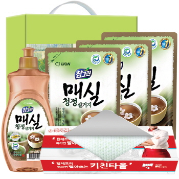 친환경 참그린매실500용기 매실300리필3P 빨아쓰는키친타올 5종