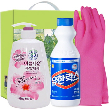 친환경 아름다운플로라485펌프 유한락스 고무장갑32cm