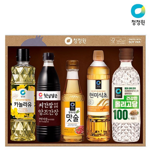청정원 카놀라유 현미식초 올리고당 양조간장 맛술 5종 선물세트