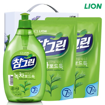 유기농 참그린500용기 녹차300리필2P 3종