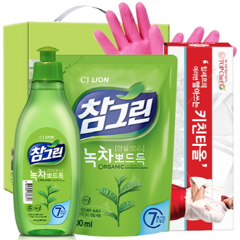 유기농 참그린300용기 녹차300리필 빨아쓰는키친타올 고무장갑32cm 4