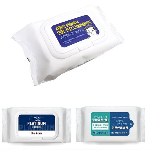 국산정품 무광 흰색물티슈 캡형 60매 40g