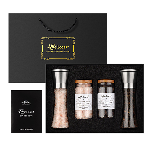 웰세스 WG-244S 히말라야 핑크솔트 블랙페퍼 그라인더 선물세트