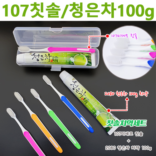 107미세모+청은차치약100g/칫솔치약세트 2종