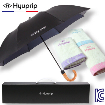 협립 2단 내부펄 원목 곡자손 자동우산+눈꽃타월세트