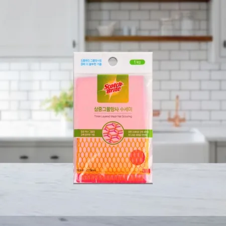 3M 스카치브라이트 항균 삼중양면 그물망사 수세미